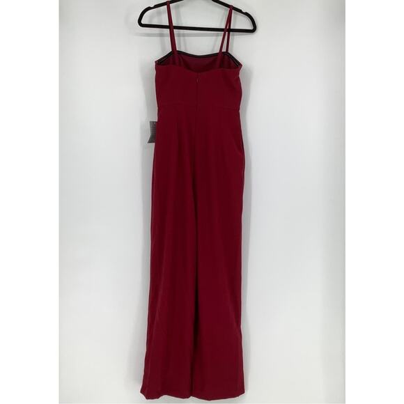 NEW! Dessy Collection Size 4 Spaghetti Strap Jumpsuit Burgundy $263 msrp J3-9 - Picture 4 of 10